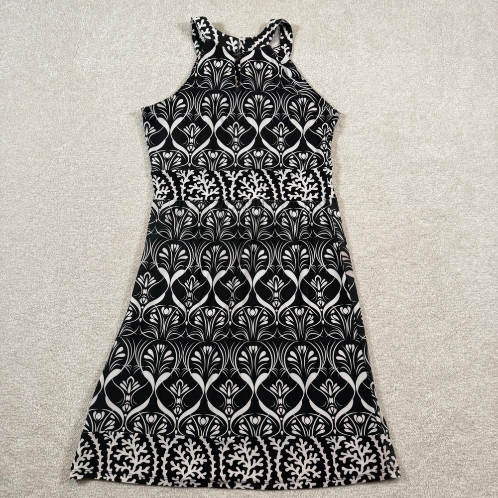 Ava Lynn Halter Dress Black White Sleeveless Party Cocktail Dress - Picture 4 of 8